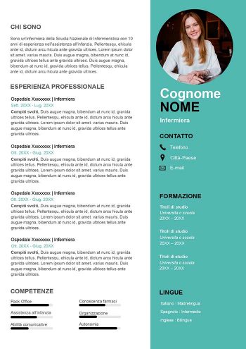 modello di curriculum vitae infermiere