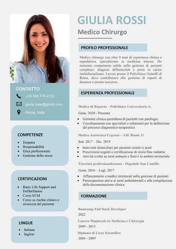 modello di curriculum medico