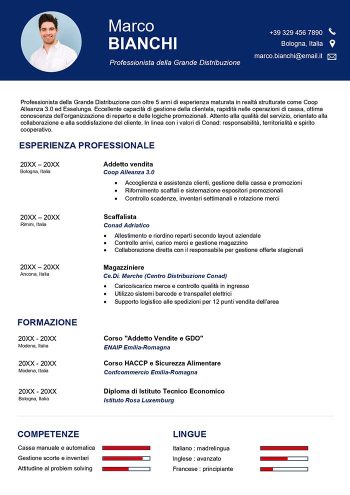 curriculum conad esempio