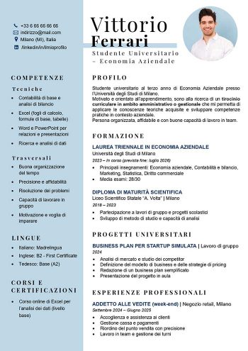 modello curriculum word studente universitario da scaricare gratis