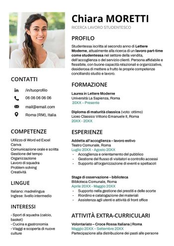 cv google docs studente template