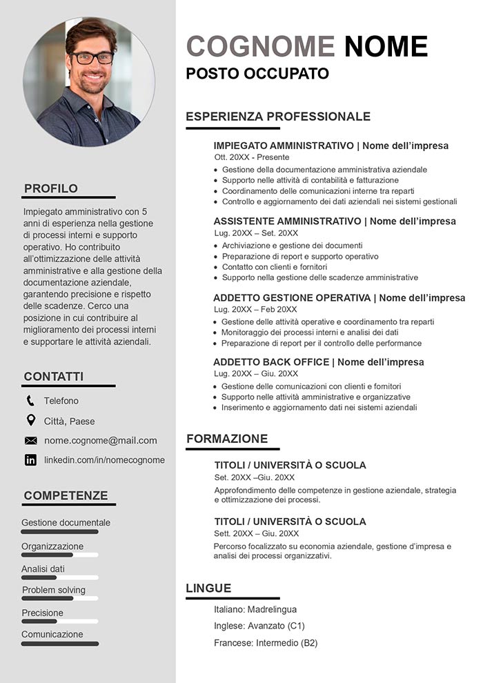 curriculum vitae aziendale esempio