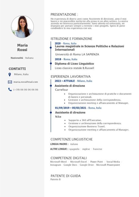 CV Europass con foto in formato Word da compilare e modificare gratis