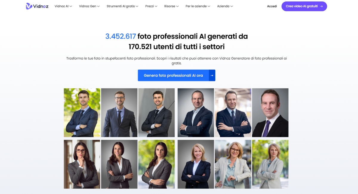 vidnoz generatore foto professionale con ia