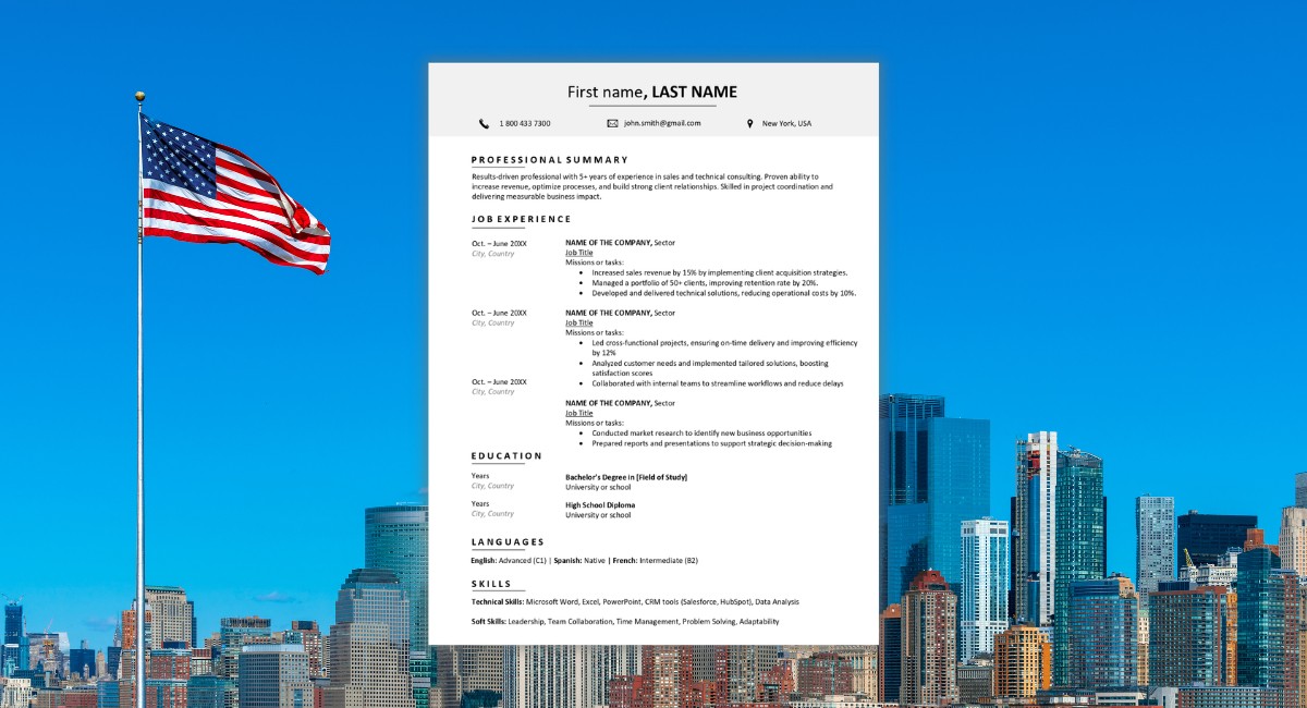 curriculum vitae usa template