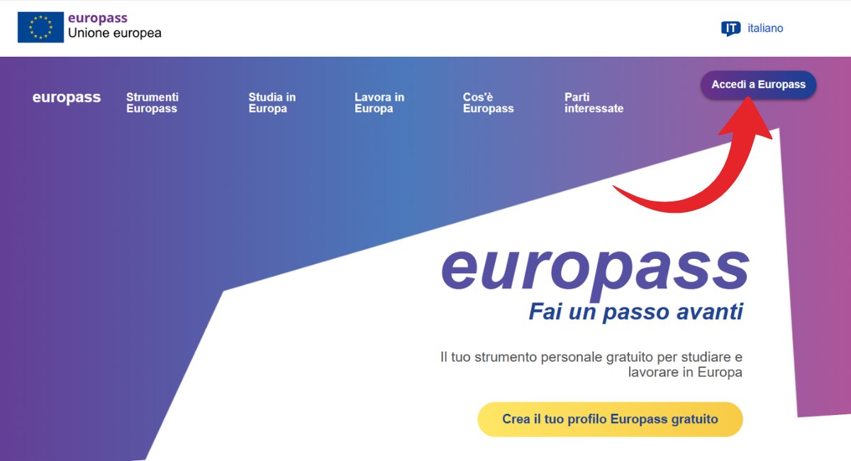 modificare cv europass interfaccia
