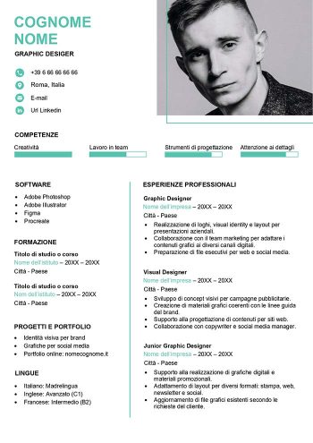 curriculum vitae grafico modello gratis in Word