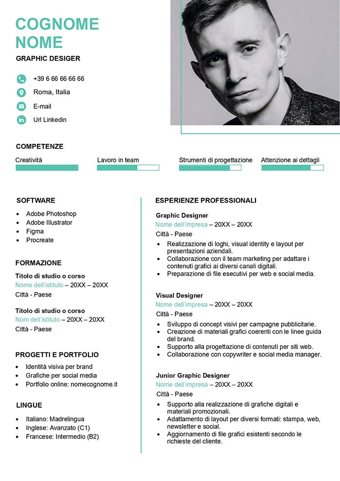 curriculum vitae grafico modello gratis