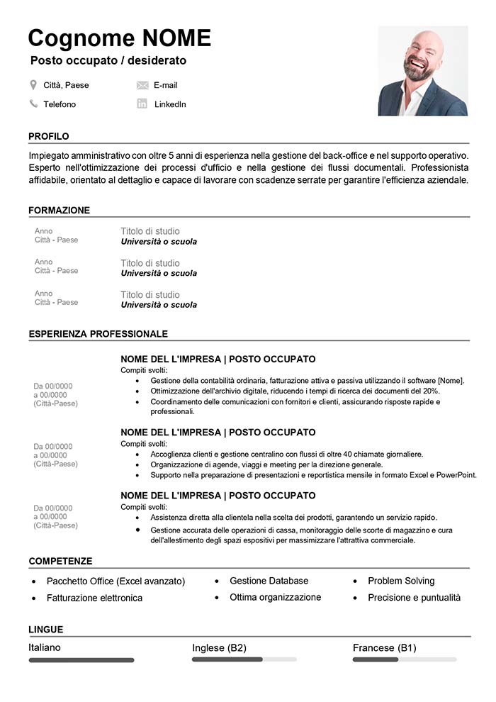 curriculum vitae semplice modello gratis da scaricare