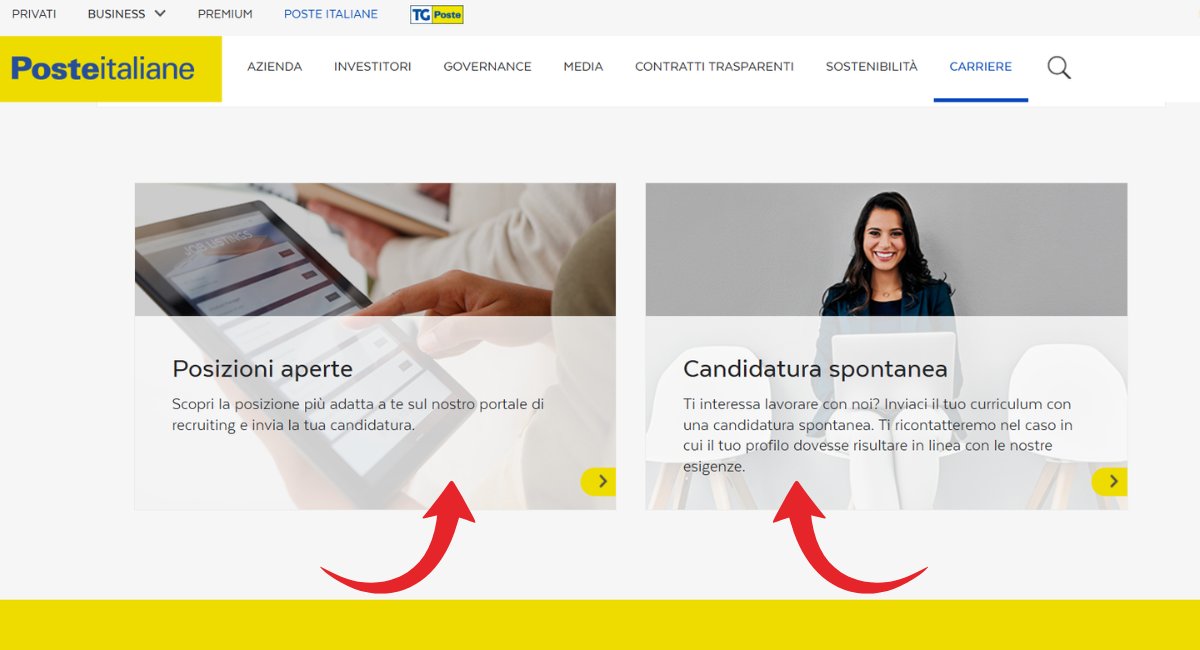 invio curriculum poste italiane interfaccia piattaforma