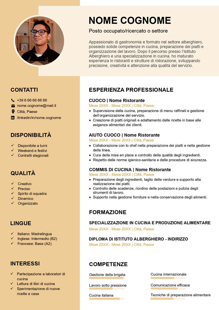 curriculum vitae alberghiero esempio gratis da scaricare