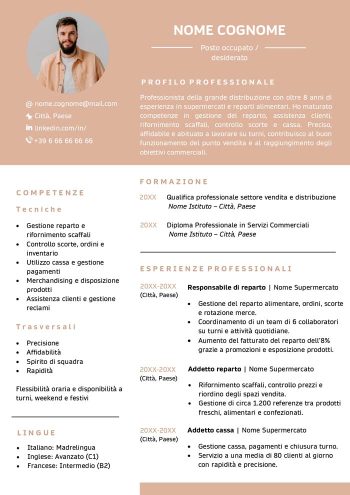 Esempio di curriculum per supermercato in Word