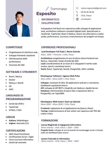 curriculum informatico modello