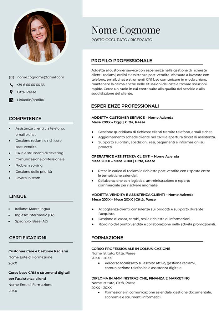 curriculum vitae pdf word modello
