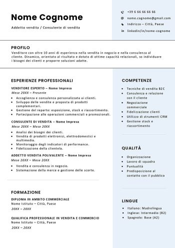 modello curriculum vitae senza foto download