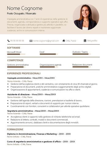 modello curriculum vitae senza pagare
