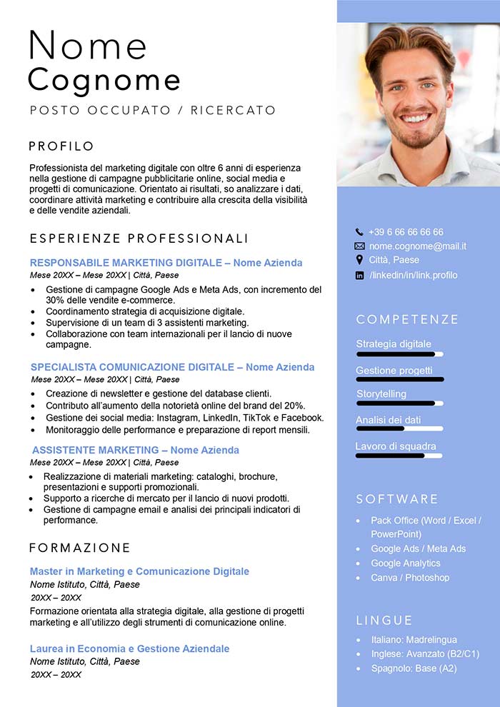 fac simile curriculum vitae