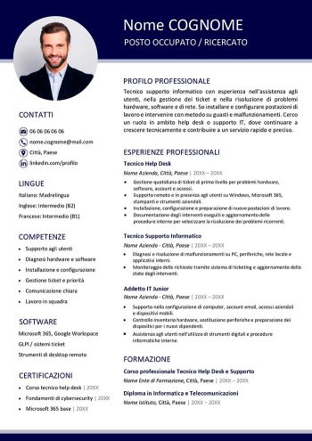 modello cv blu gratis word da scaricare