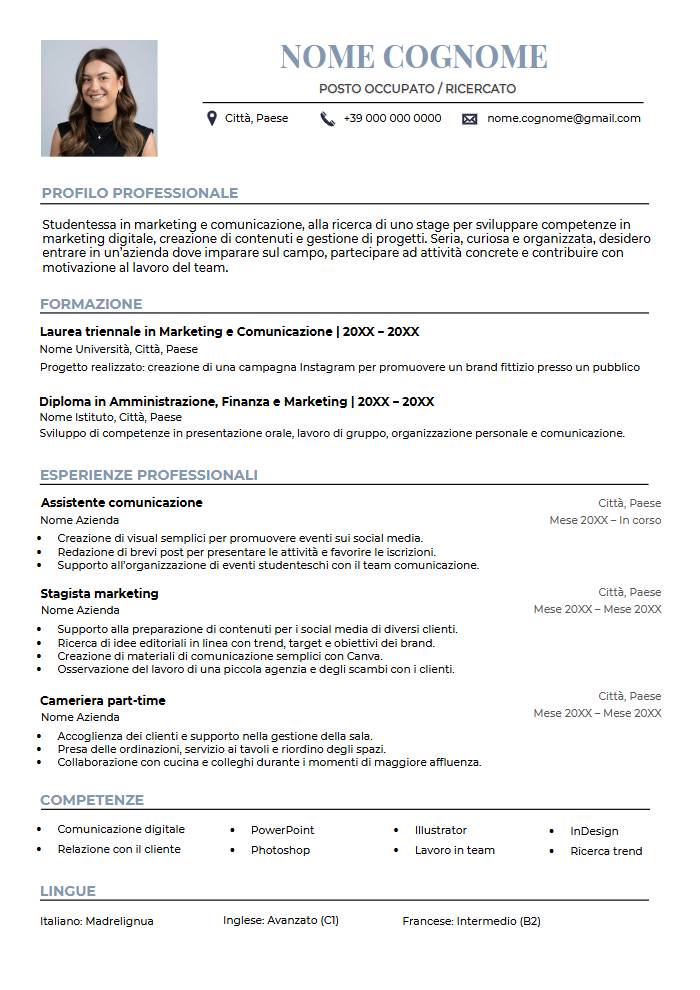 modello curriculum ats per studente