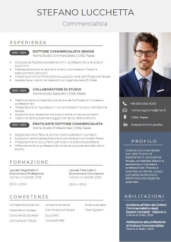 Esempio di curriculum per commercialista in Word con foto