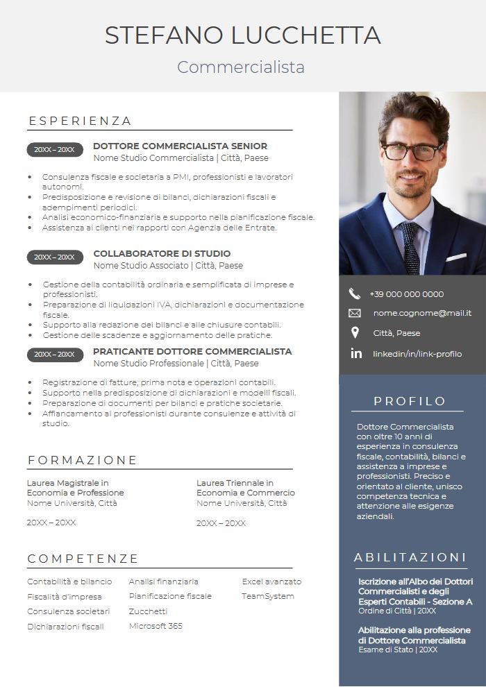 modello di curriculum vitae commercialista