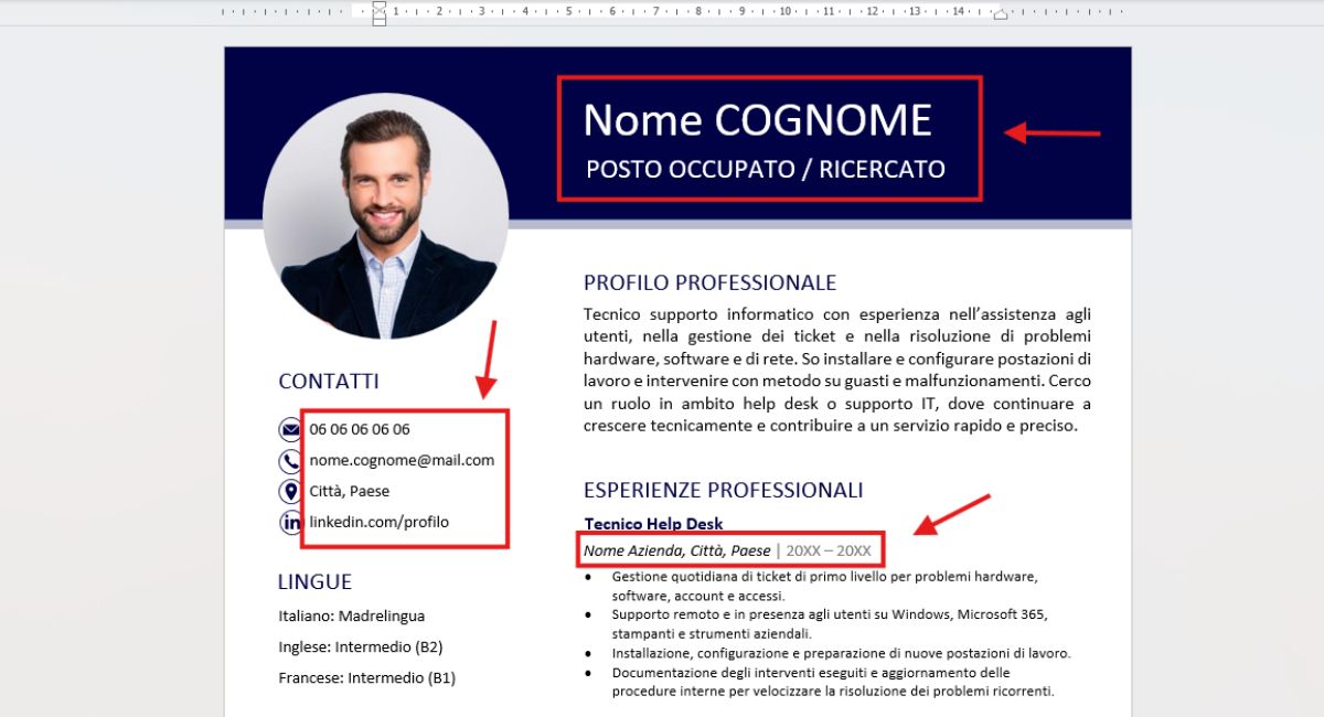come personalizzare cv su word