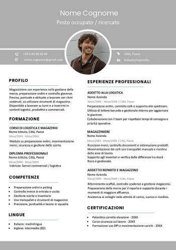 modello di curriculum vitae da compilare e stampare