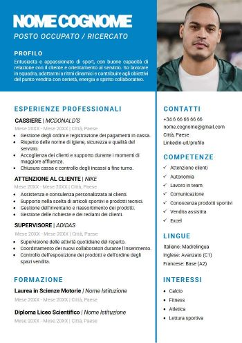 modello di curriculum vitae decathlon da scaricare gratis