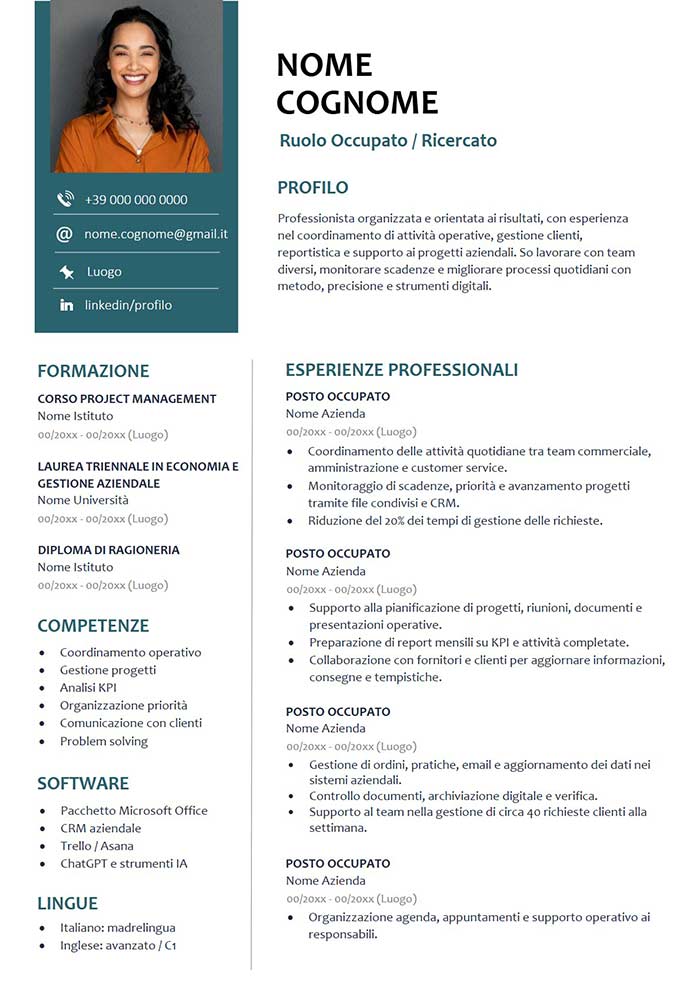 modello di curriculum vitae di successo da scaricare gratis in word
