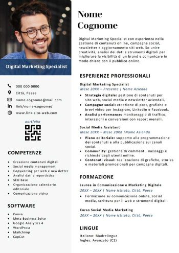 modello di curriculum vitae digitale da scaricare gratis in word
