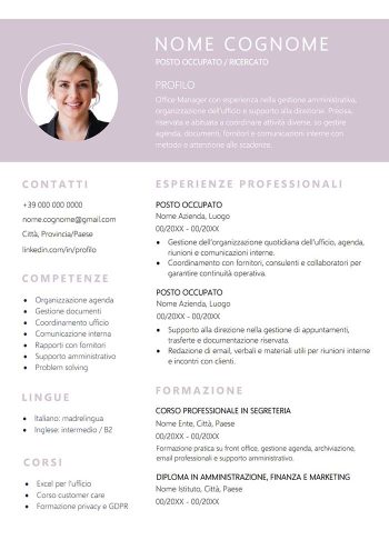 modello curriculum vitae donna