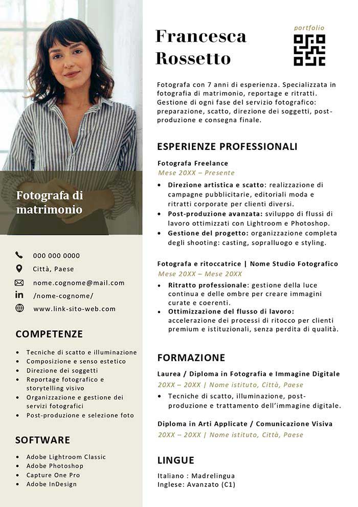 esempio di curriculum vitae fotografo da scaricare