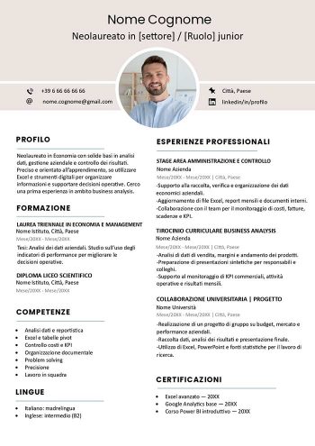 modello curriculum vitae neolaureato