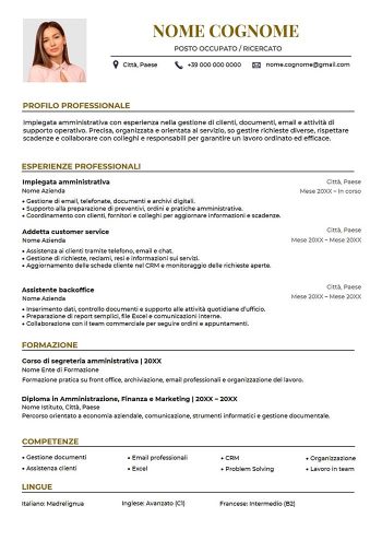 curriculum vitae precompilato gratis word
