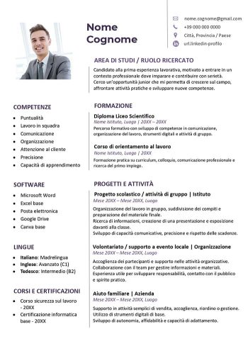 modello di curriculum vitae primo impiegosa scaricare gratis