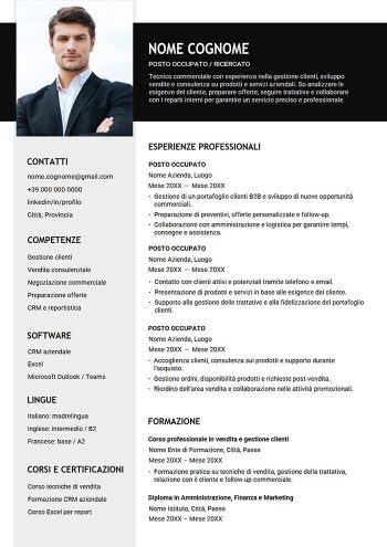 modello curriculum vitae uomo